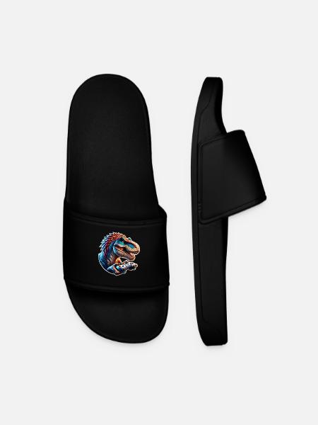 Gaming Dinosaur T Rex - Men’s Pool Sliders - black