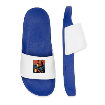 Lustiges Hund Kunst Hundebesitzer Hunde Kaffee - Männer Badelatschen - Königsblau - Vorne