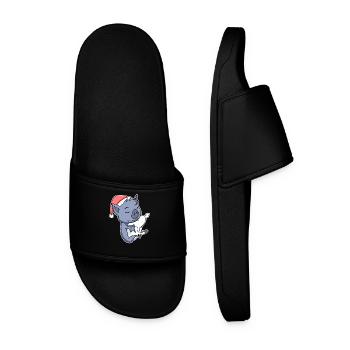 Bat Cute Tired Sleeping In Christmas - Men’s Pool Sliders - black - Front