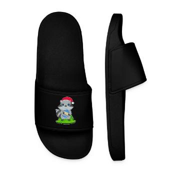 Raccoon Christmas Christmas Ball - Men’s Pool Sliders - black - Front