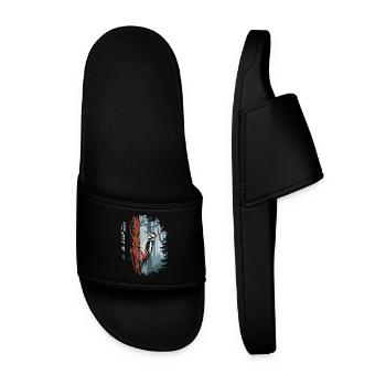 Woodpecker in the forest nature observation - Men’s Pool Sliders - black - Front