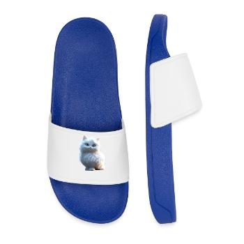 Chat Angora Blanc Chat Angora Chats Angora Mignons - Claquettes Homme - bleu roi - Devant