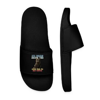 Funny Cats Saying Adult Old People Grandma Grandpa - Men’s Pool Sliders - black - Front