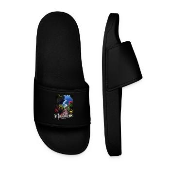Madeira Island Portugal Vacation Souvenir Tours - Men’s Pool Sliders - black - Front