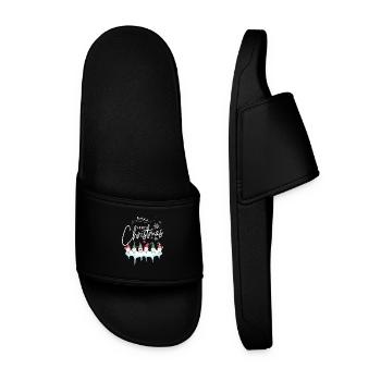 Christmas merry christmas snow gnomes - Men’s Pool Sliders - black - Front