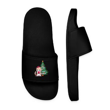 Santa Claus Kitten Christmas Tree Santa Cats - Men’s Pool Sliders - black - Front