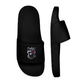 Funny Robot Tech Raccoon Cyborg Animal Raccoon - Men’s Pool Sliders - black - Front