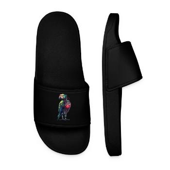 Funny Robot Art Parrot Cyborg Bird Parrot - Men’s Pool Sliders - black - Front