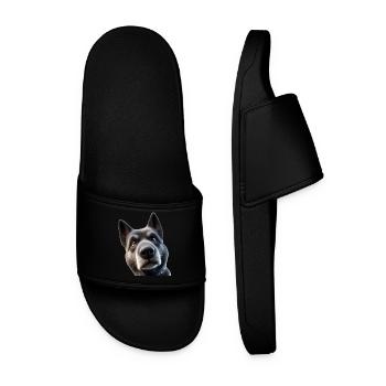 Hund Kopf 2 - Männer Badelatschen - Schwarz - Vorne
