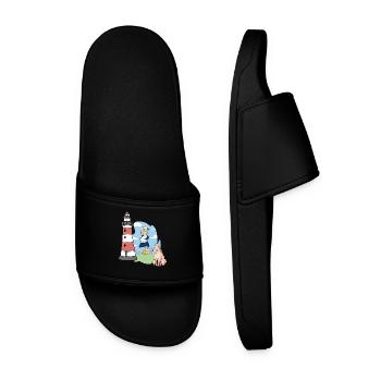 Lighthouse Sheep Maritime Kids Child Girl - Men’s Pool Sliders - black - Front