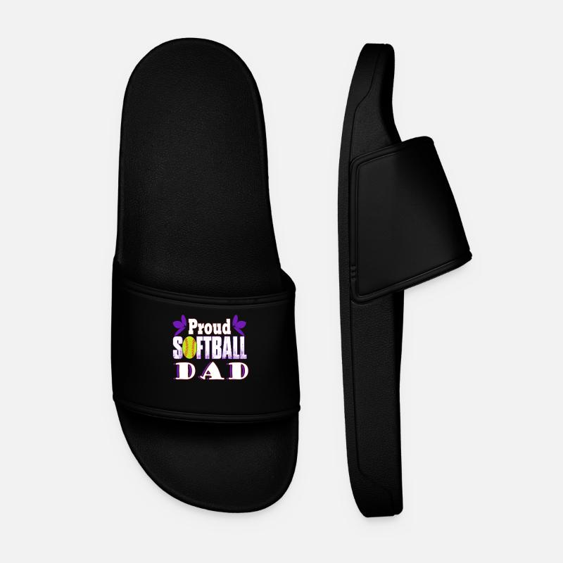 Proud Softball Dad - Men’s Pool Sliders - black