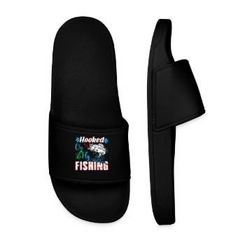 Hooked On Fly Fishing - Men’s Pool Sliders - black - Front