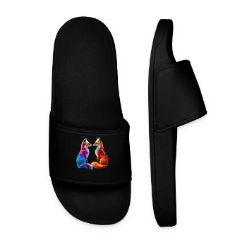 Funny Fox Fox Art Animal Nature Wildlife Animals - Men’s Pool Sliders - black - Front