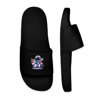 Astronaut Unicorn - Men’s Pool Sliders - black - Front