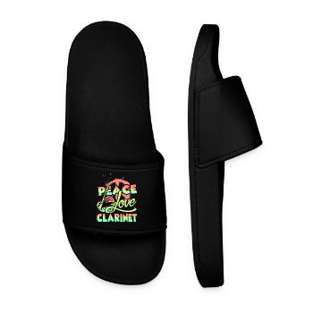 Peace Love Clarinet - Men’s Pool Sliders - black - Front