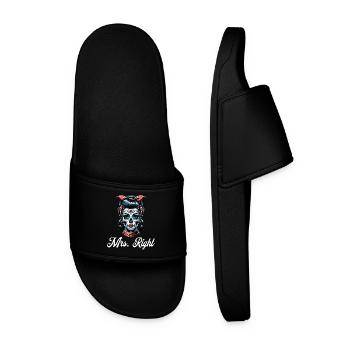 Mrs. Right Totenkopf Schminke Sugar Skull - Männer Badelatschen - Schwarz - Vorne