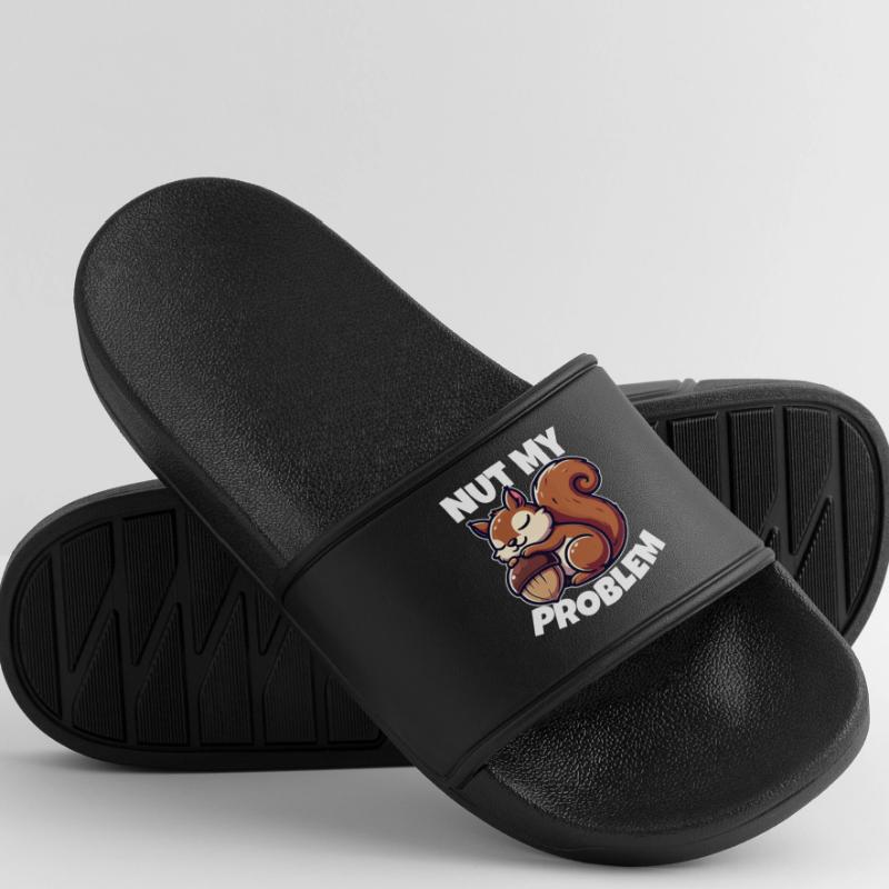 Nut My Problem - Funny Squirrel Design Men’s Pool Sliders