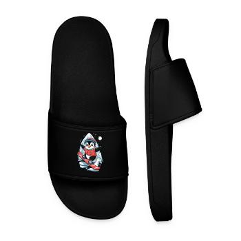 Penguin Snowboard Adventure in Winter - Men’s Pool Sliders - black - Front