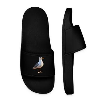 Mouette, Plage, Mer, Mer du Nord, Mer Baltique, Goéland argenté, Mouettes - Claquettes Homme - noir - Devant