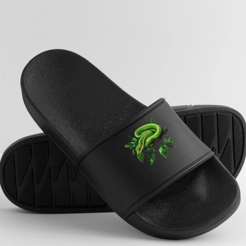 Green Tree Python Snakes Lover Terrarium Men’s Pool Sliders