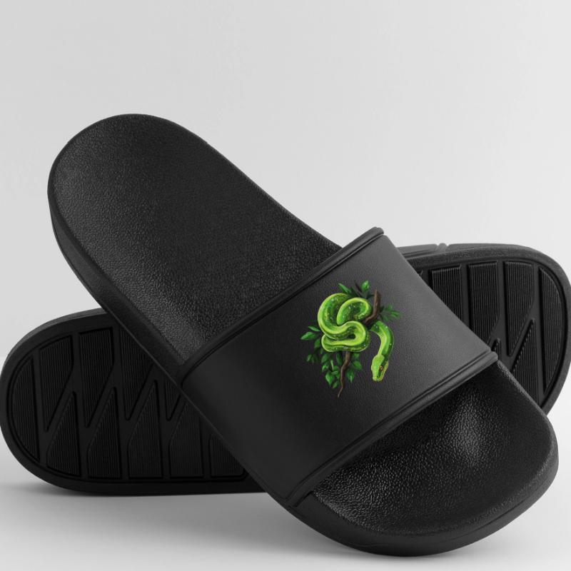 Green Tree Python Snakes Lover Terrarium Men’s Pool Sliders