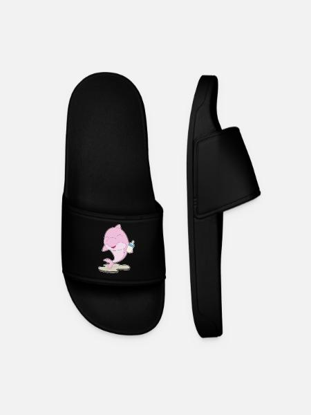 Dolphin Baby Bottle Milk - Men’s Pool Sliders - black