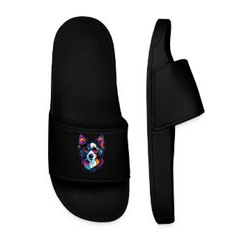 border collie chien amant chiot mignon collies - Claquettes Homme - noir - Devant