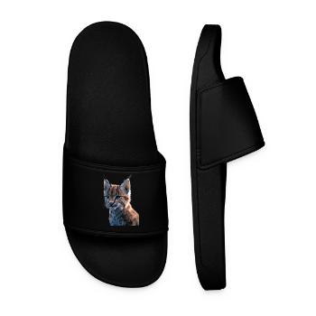 Lynx Wildcat Big Cats Cats Cute Lynx - Men’s Pool Sliders - black - Front