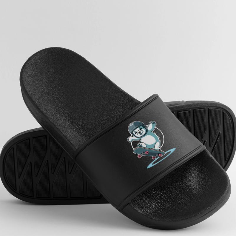 Skateboardfahrender Eisbär Mit Helm Männer Badelatschen
