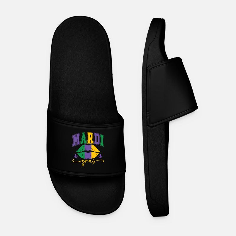 Mardi Gras Lips - Men’s Pool Sliders - black
