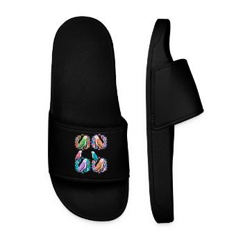 Bird Birds Parrot Parrot Laurel Wreath - Men’s Pool Sliders - black - Front