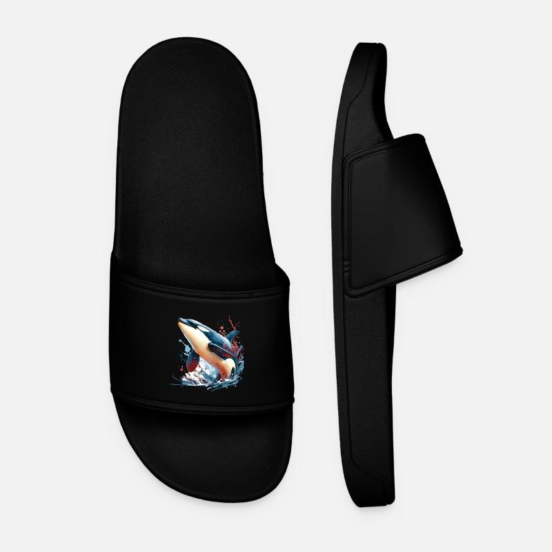 Orca Killer Whale - Men’s Pool Sliders - black
