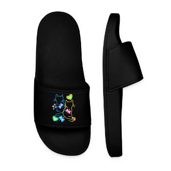 Spring Cats Retro 80s 90s Vintage Cats - Men’s Pool Sliders - black - Front