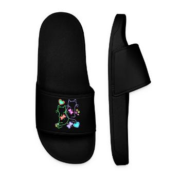 Chats, Chat, Pâques, Printemps, Rétro, Années 80, Années 90, Enfant - Claquettes Homme - noir - Devant