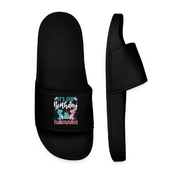 Twinosaurus Dino Birthday - Men’s Pool Sliders - black - Front