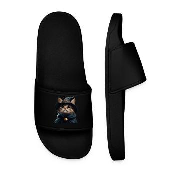 Drôle de chaton en tant que magicien - Claquettes Homme - noir - Devant