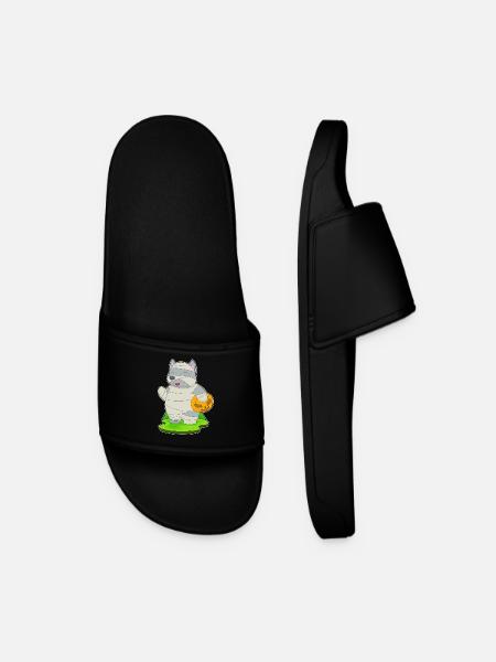 Cat Halloween Mummy - Men’s Pool Sliders - black