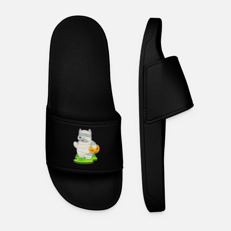 Cat Halloween Mummy - Men’s Pool Sliders - black