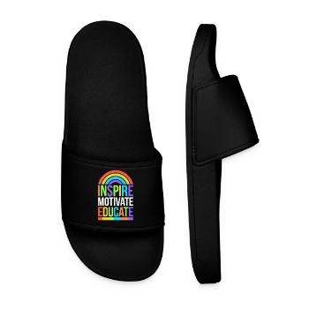 Teachers Inspire Motivate Educate Rainbow - Men’s Pool Sliders - black - Front