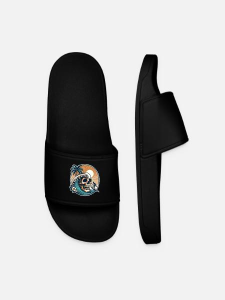 Surfing Surfer skull - Men’s Pool Sliders - black