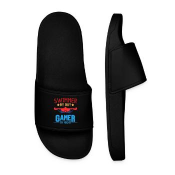Swimmers by day, gamers by night - Men’s Pool Sliders - black - Front