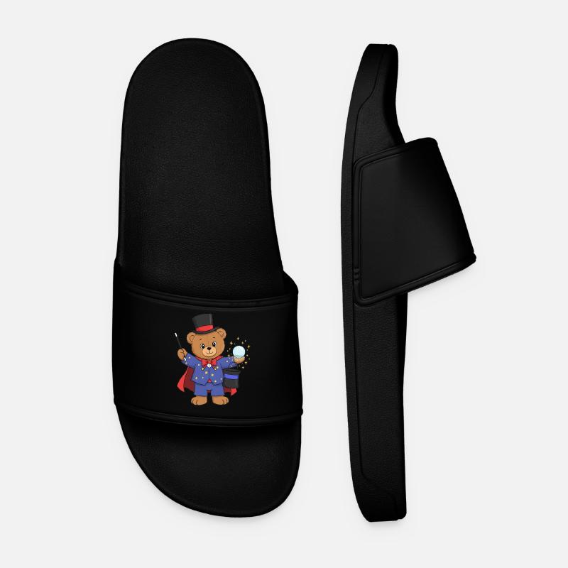 Teddy Bear Wizard - Men’s Pool Sliders - black