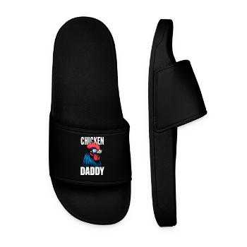 Chicken Daddy Chickens Father's Day Poultry Farmer Rooster - Men’s Pool Sliders - black - Front