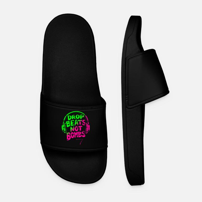 Drop Beats Not Bombs green pink - Männer Badelatschen - Schwarz