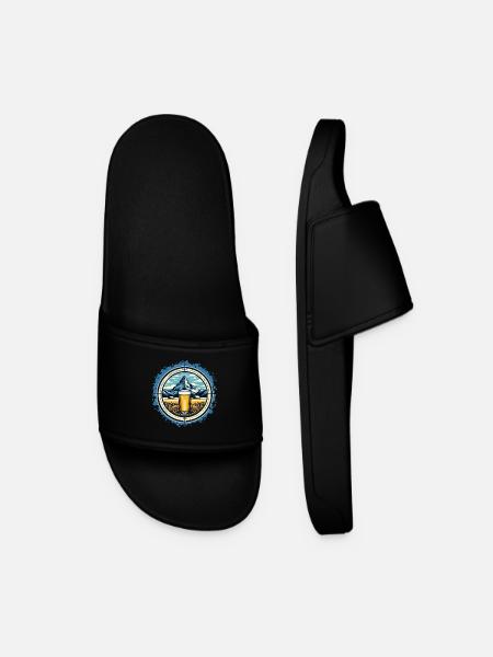 Mountain and Beer Adventure Design - Men’s Pool Sliders - black