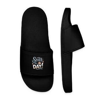 Seas The Day Maritimes Design mit Seestern und - Männer Badelatschen - Schwarz - Vorne