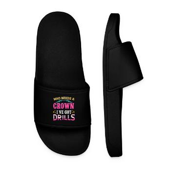 Diamond Painting Artist Crown I ́ve Got Drills - Men’s Pool Sliders - black - Front