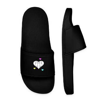 Retro Katzen Katze Valentin Herz Herzen Vintage - Männer Badelatschen - Schwarz - Vorne
