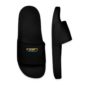 Cornhole Spieler Retro Stil Silhouette - Männer Badelatschen - Schwarz - Vorne