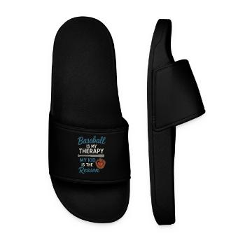 Baseball Mom Dugout Life Game Day Support Team Spi - Men’s Pool Sliders - black - Front